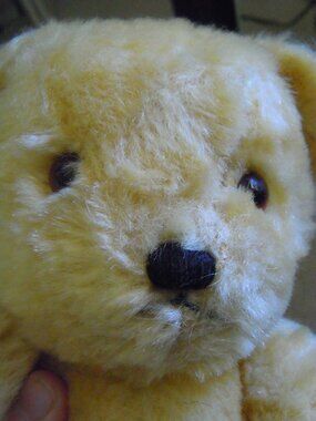 Vintage Gold Mohair Teddy Bear Jointed Bell in Ear 12" Dean's Rag / Chad Valley